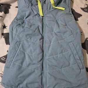 The North Face Blue Vest with Yellow Accents